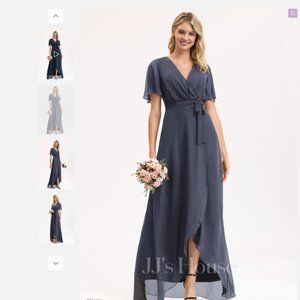 JJ's House A-line V-Neck Chiffon Dress (Stormy)